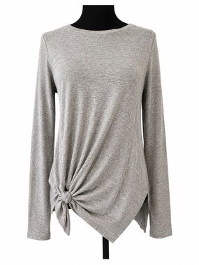THE LIMITED GRAY LONG SLEEVE SWEATER WITH FRONT TIE DETAIL